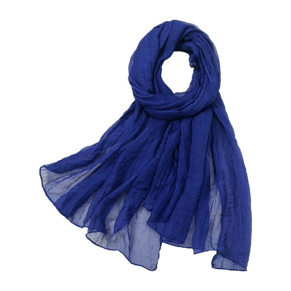 MSJUHEG Scarf Shawls And Wraps Women Summer Casual Colorful Multicolor Solid Color Chiffon Thin Regular Silk Scarf Sunscreen Scarf Silk Scarf Dark Blue One Size