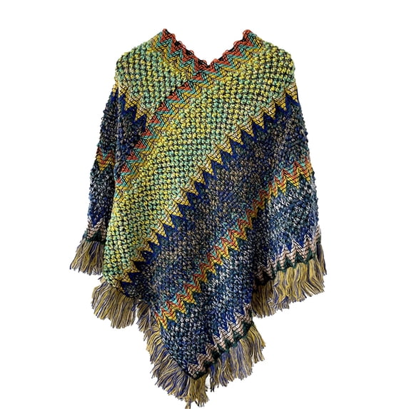 MSJUHEG Shawl Poncho Knit Poncho Knit Ponchos for Women Dinner Hollowed Out Lace Shawl Beach Poncho Lightweight Ponchos for Women Poncho Sweater Womens Poncho Blue One Size