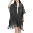 thumbnail image 1 of MSJUHEG Shawl Wraps,Pashmina Scarf,Wedding Guest Dresses,Pashmina Wraps,Ponchos,Cuff Filigree Tassel Cape Transparent Thin Shawl Black 1 One Size, 1 of 3