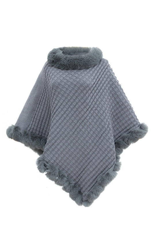 Shawl Wraps,Pashmina Scarf,Wedding Guest Dresses,Pashmina Wraps,Ponchos,Faux Trim Poncho Elegant Cape Coat Shawl for Women Gray One Size