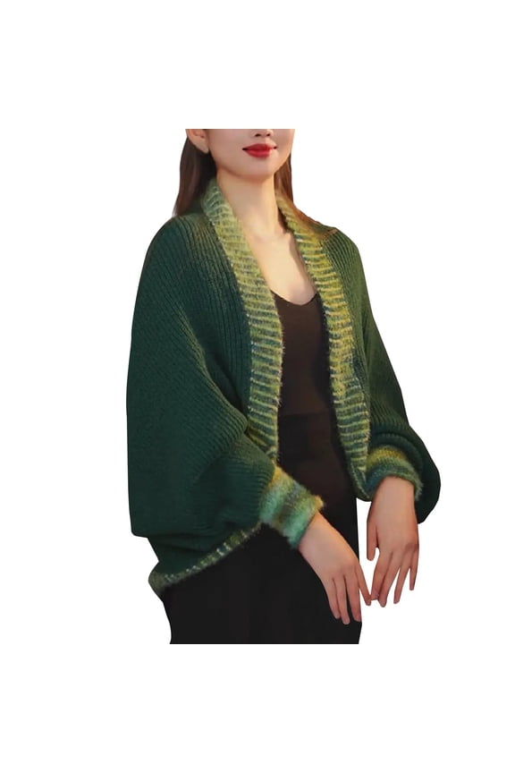 Shawl Wraps,Pashmina Scarf,Wedding Guest Dresses,Pashmina Wraps,Ponchos,Versatile Rainbow Knit Cardigan Sweater Shawl Army Green One Size