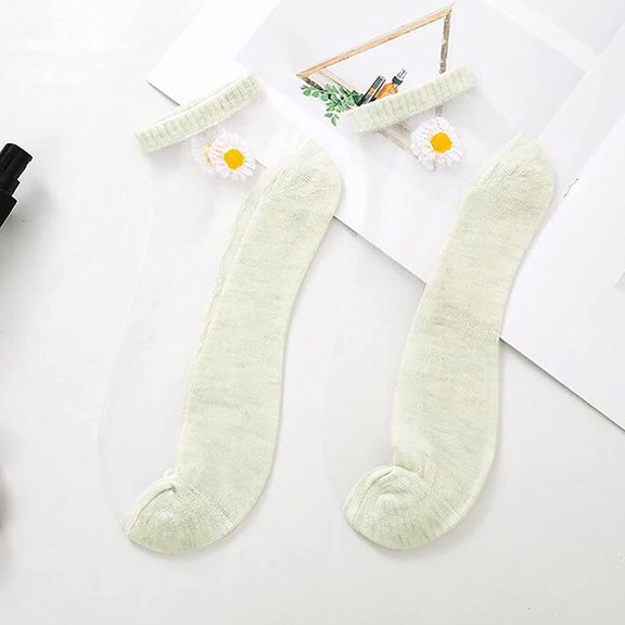 MSJUHEG Sheer Ankle Socks,Trouser Socks Women,Dress Socks Women,Lace Socks,Mesh Socks for Women,Cute Breathable Mesh Splice Embroidery Short Socks Beige 3 One Size