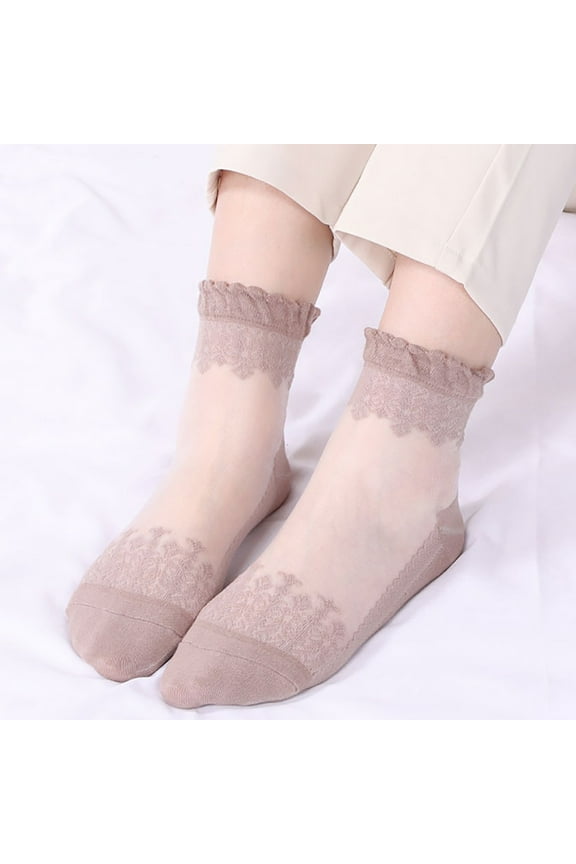 Sheer Ankle Socks,Trouser Socks Women,Dress Socks Women,Lace Socks,Mesh Socks for Women,Unisex Warm Soft Sport Socks Medium Stockings Winter Socks Brown One Size