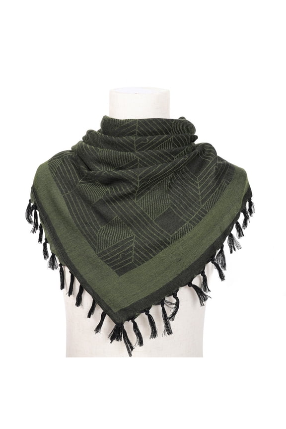 Sheer Scarf,Boho Scarf,Scarves Lightweight,Cotton Scarf Lightweight,Floral Scarf,Scarf Keffiyeh Hatta Wide with Tassels Shemagh Keffiyeh Army Green One Size
