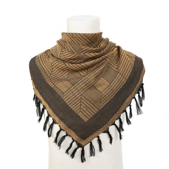 MSJUHEG Sheer Scarf,Boho Scarf,Scarves Lightweight,Cotton Scarf Lightweight,Floral Scarf,Scarf Keffiyeh Hatta Wide with Tassels Shemagh Keffiyeh Khaki One Size