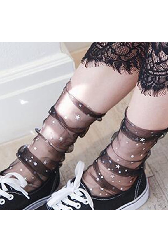 Sheer Socks,Mesh Socks,See Through Socks,Trouser Socks Women,Lace Socks,Ladies Women’s Breathability Women Lace Mesh Stockings Socks Thin Socks Black One Size