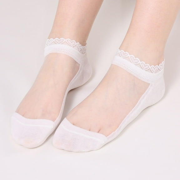 MSJUHEG Sheer Socks,Mesh Socks,See Through Socks,Trouser Socks Women,Lace Socks,Short Socks Lace Socks Breathable Glass Silk Socks Silk Lace Socks White One Size