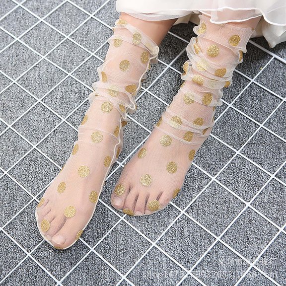 MSJUHEG Sheer Socks,Mesh Socks,See Through Socks,Trouser Socks Women,Lace Socks,Simple Socks Breathable Broken Flower Pile Socks Simple Skin Printed Socks Khaki 2 One Size