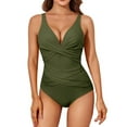 thumbnail image 1 of MSJUHEG Short Sleeve Bathing Suit,Push Up Swimsuits for Women,Tie Side,Womens Bathing Suits,Strapless Bathing Suits,High Cut,High Cut Swimsuit Army Green 2XL, 1 of 5