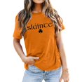 thumbnail image 1 of MSJUHEG Short Sleeve Shirts for Women Shirts for Women Slainte Women's Letter Print Round Neck Short Sleeve T Shirt Top Tshirts Shirts for Women Womens Tops Graphic Tees Orange Xl, 1 of 4