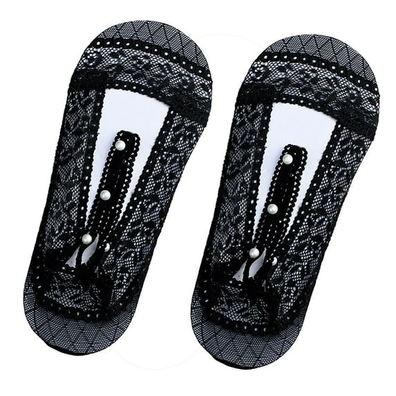 MSJUHEG No Show Socks Womens,Lace Socks,Womens Socks,Footies Socks for Women,Flat Socks,Ballerina Socks Solid Non Slip Socks Lace Splice Socks Boat Socks Black One Size