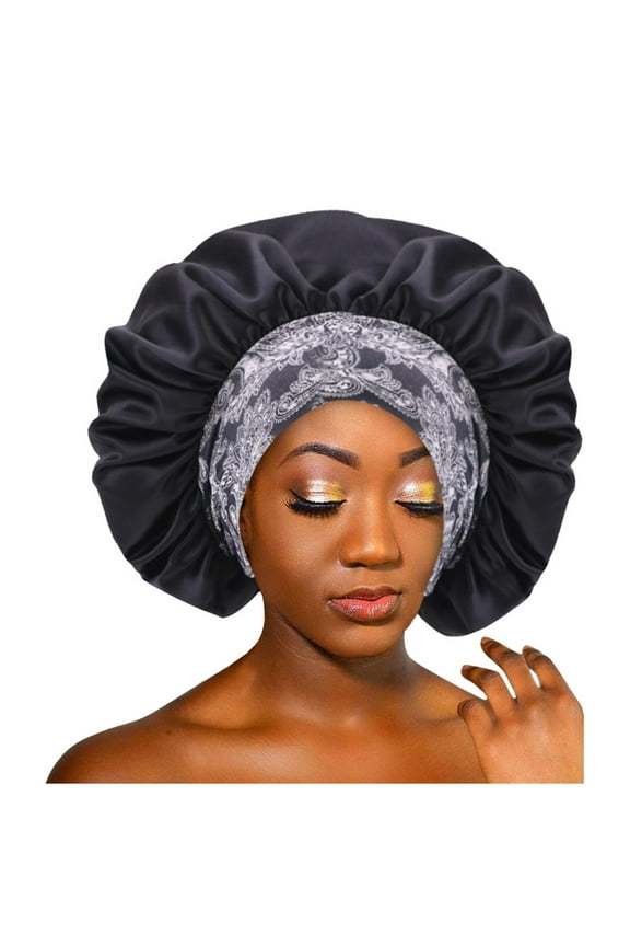 Silk Bonnet for Sleeping Women Bonnet for Sleeping Trucker Hat Headband Satin Bonnet Hat Sleep Cap Beauty Hats for Women Fascinators Hats for Women Polyester Spandex 1PC Hat Black One Size