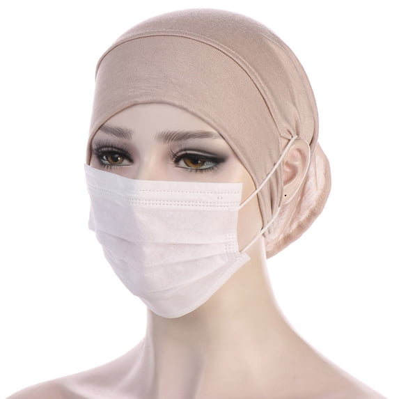 MSJUHEG Silk Bonnet for Sleeping Women Hats for Women Baseball Cap Hijab Undercap With Ear Hole Underscarf Inner Cap Hats for Men Fascinators Hats for Women Polyester 1PC Hat Beige One Size