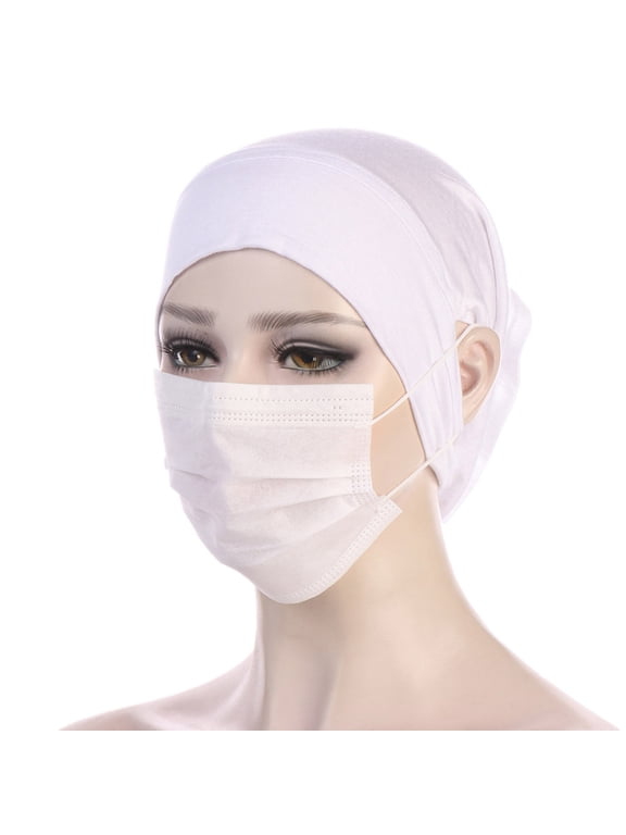 Silk Bonnet for Sleeping Women Hats for Women Baseball Cap Hijab Undercap With Ear Hole Underscarf Inner Cap Hats for Men Fascinators Hats for Women Polyester 1PC Hat White One Size