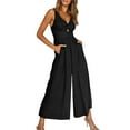 thumbnail image 1 of MSJUHEG Sleeveless Jumpsuits for Women,Swoveralls,Beach Outfits for Women,Petite Jumpsuits for Women,Jumpsuit Spaghetti Strap Jumpsuit Overalls Pockets Summer,Jumpsuit Scrubs for Women Black S, 1 of 6