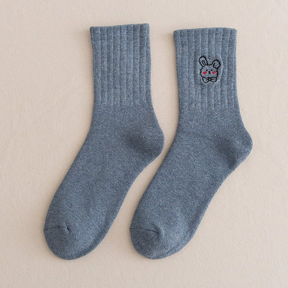 MSJUHEG Socks for Women,Running Socks,Fuzzy Socks,Womens Ankle Socks,Crew Socks for Women,Cute Socks Embroidery Warm Socks Women's Thick Socks Blue One Size