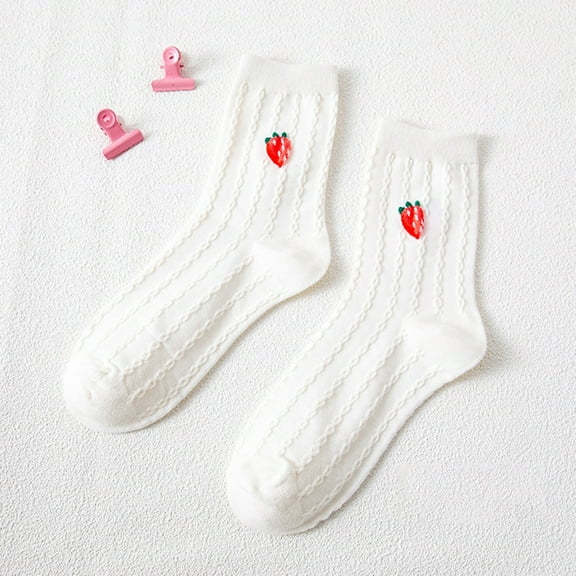 MSJUHEG Socks for Women,Running Socks,Fuzzy Socks,Womens Ankle Socks,Crew Socks for Women,To Keep Warm Sock Strawberry Lightweight Cotton Athletic Socks A One Size
