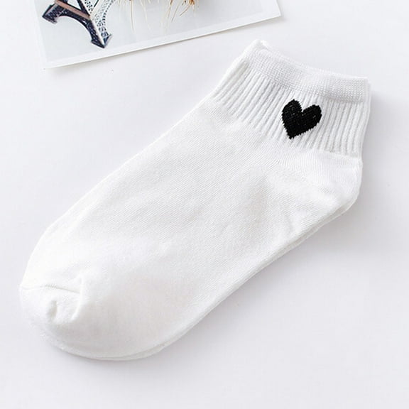 MSJUHEG Socks for Women,Running Socks,Fuzzy Socks,Womens Ankle Socks,Crew Socks for Women,Women Comfortable Sock Socks Skateboard Heart-shaped Socks White One Size