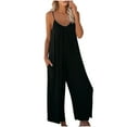thumbnail image 1 of MSJUHEG Spaghetti Strap Jumpsuits for Women,Sleeveless Jumpsuit,Rompers for Women,Swoveralls,2021 Women And American Color Jumpsuit Pocket European Jumpsuit,Womens Plus Size Jumpsuit Black XL, 1 of 4