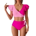 thumbnail image 1 of MSJUHEG Spaghetti Straps Swimsuit,Summer Swimsuit,Crisscross Tie Back Bathing Suit,Bathing Suits for Women,2 Piece Bikini Set,Tie Back Bathing Suit,Tummy Control Bikini for Women Pink XL, 1 of 7