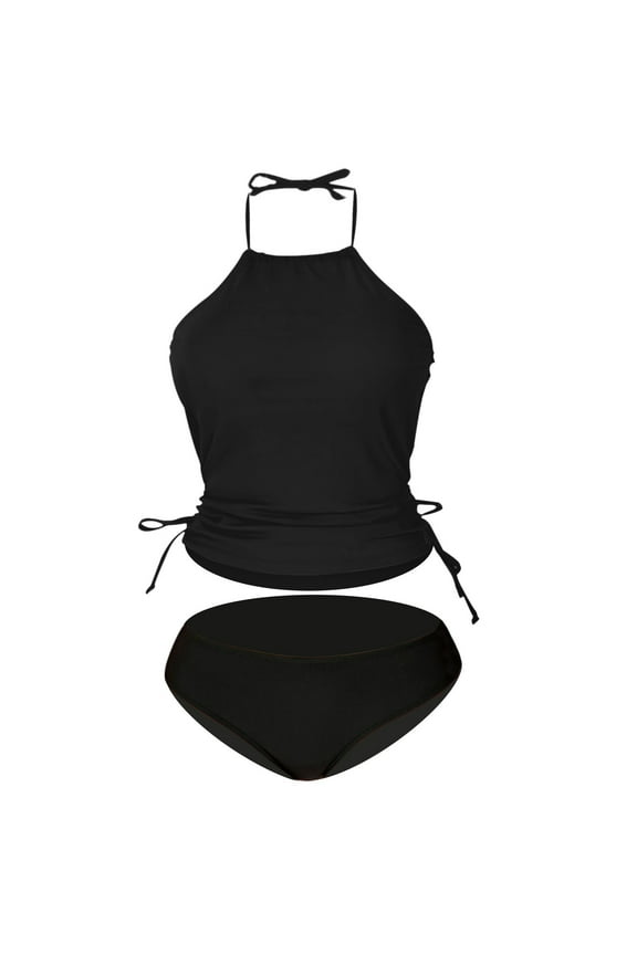 Spring Break Bikini,Womens Bathing Suits Tummy Control,Bikini for Women,Athletic Bikini Sets for Women,Swimsuits for Women,Beach Split Large Split Swimsuit Black S