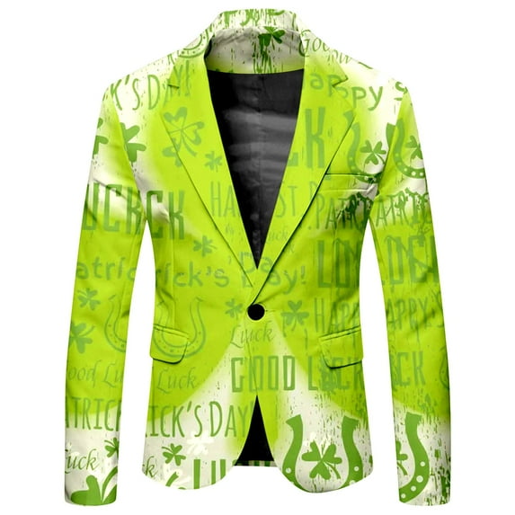 MSJUHEG St Patricks Day Men's Party Suit Suits for Men Solid Color Prom Suit Jacket with Tie Pants Jackets for Men Ag L