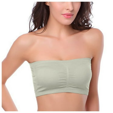 MSJUHEG Strapless Bra Wireless Bra Bras For Women No Underwire Women'S Strapless Bra Stretch Soft Bralette Underwear Wire Free Bra Removable Padded Bralette Green M