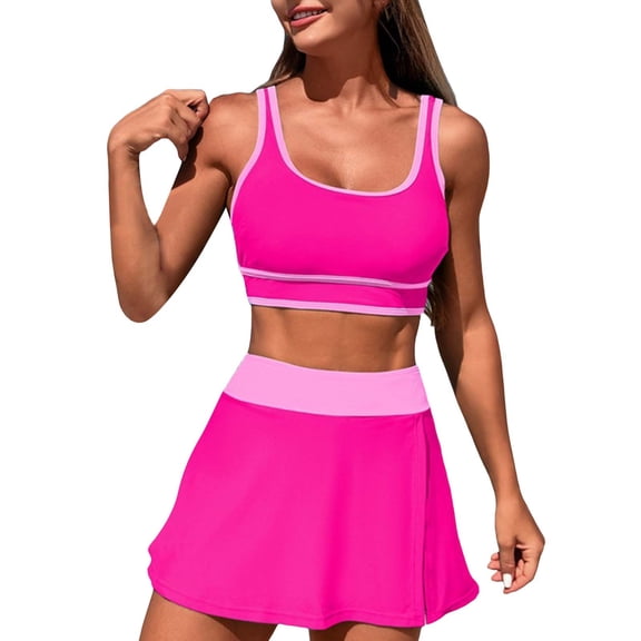 MSJUHEG Strapless Swimsuits for Women,Sporty Two Piece Swimsuits,2 Piece Bathing Suits for Women,Sporty Bikini Sets for Women,Bathing Suit for Women Bikini,2 Piece Bikini Set, Pink L