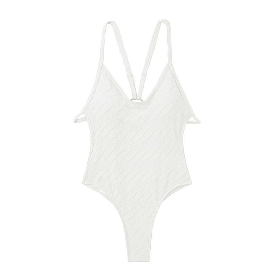 MSJUHEG Strapless Swimsuits for Women,V Neck,Monokini,One Piece Bathing Suit for Women,Monokini Swimsuits for Women,Bandeau Bathing Suits,Strapless Bathing Suits White M