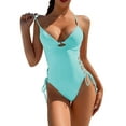 thumbnail image 1 of MSJUHEG Strapless Swimsuits for Women,Womens One Piece Swimsuits,Ribbed One Piece Swimsuits for Women,V Neck,Ruched Push Up Bathing Suit,Short Sleeve Bathing Suit,Bathing Suit Monokini Blue L, 1 of 8