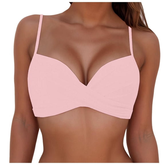 MSJUHEG String Bikini Tops,Spaghetti Straps Bathing Suit,Bathing Suit Tops,Womens Swim Tops,Bralette Swim Top,Sports Bra,Cut Out Pink XL