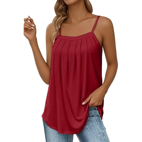 MSJUHEG Summer Cami Spaghetti Strap Summer Women's Camisole Tank Top Summer Strappy Camisole Halter Top Sleeveless Crop Camisole Tops for Women Trendy Summer Basic Blouse Red 3XL