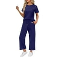 thumbnail image 1 of MSJUHEG Summer Outfits for Women 2 Piece Matching Summer Summer Work Outfits for Women Two Piece Outfits Summer Sweatsuit Lounge Set Womens Lounge Sets for Women Travel Outfits for Women Navy S, 1 of 4