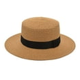 thumbnail image 1 of MSJUHEG Sun Hats for Women Beach Hats for Women Trucker Hat Square Buckle Lafite Flat Top Straw Hat Sun Hat Beach Big Brim Hat Hats for Women Fascinators Hats for Women Straw 1PC Hat Brown One Size, 1 of 3