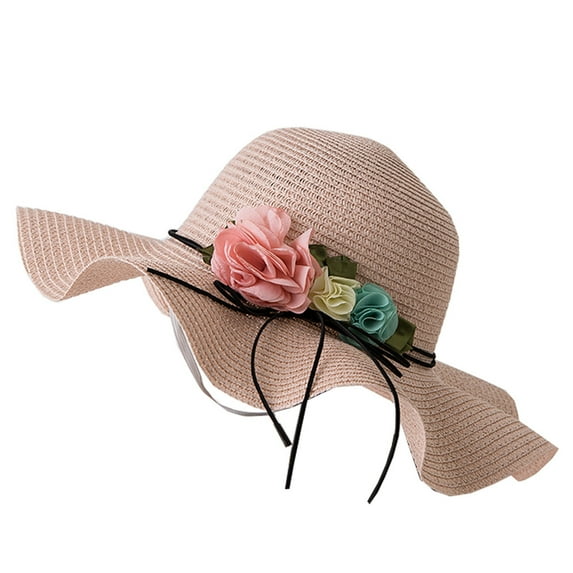 MSJUHEG Sun Hats for Women Beach Hats for Women Trucker Hat Wide Straw Foldable Travel Flower Sun Hat Summer Beach Caps Hats for Women Fascinators Hats for Women Polyester 1PC Hat Pink One Size