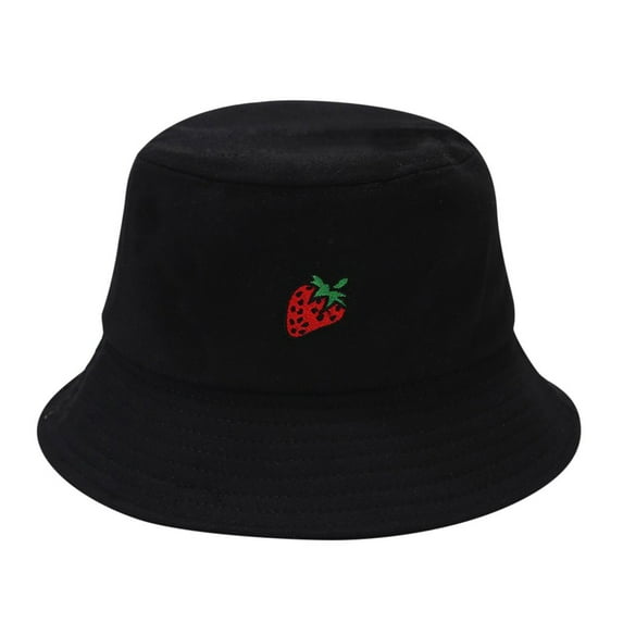 MSJUHEG Sun Hats for Women Bucket Hats for Woman Trucker Hat Unisex Strawberry Print Fisherman Hat Sunscreen Outdoors Cap Hats for Women Fascinators Hats for Women Cotton Blend 1PC Hat Black One Size