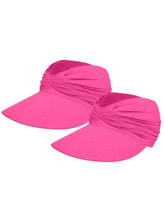Sun Visor Hat Wide Brim Sun Hats for Women Wide Brim Visor Hat Wide Brim Cap for Women Womens Beach Visor Foldable Sun Hat Ponytail Visor Hat for Women Travel Hat Pink One Size