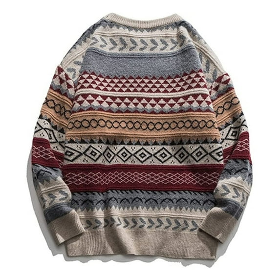 MSJUHEG Sweaters For Women Womens Sweaters Women Autumn Winter Vintage Striped Sweater Men Clothes Pullover Men Sweater Jumper Men'S Sweater Knit Quarter Zip Pullover Women Red M