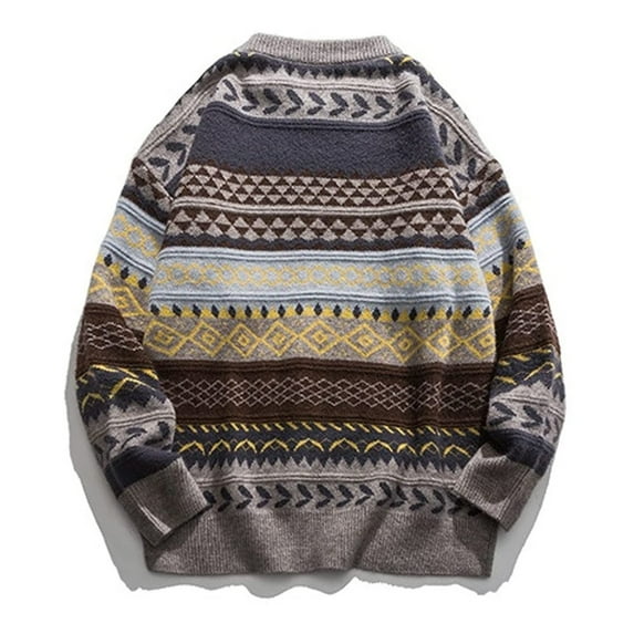 MSJUHEG Sweaters For Women Womens Sweaters Women Autumn Winter Vintage Striped Sweater Men Clothes Pullover Men Sweater Jumper Men'S Sweater Knit Quarter Zip Pullover Women Grey M
