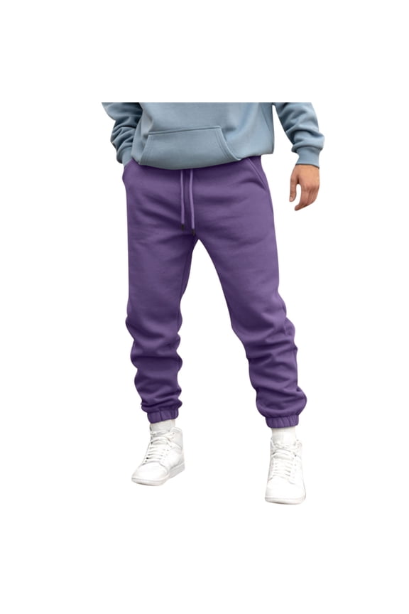 Sweatpants Mens Sweatpants Mens Autumn Winter High Street Loose Sports Outdoor Running Sweater Pants Trousers Solid Pants Men'S Pants Purple M