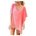 thumbnail image 1 of MSJUHEG Swimsuit Coverup for Women,Hollow Out Dress 2025,Cover Ups for Swimwear Women,Summer Dresses for Women 2025,Shirt Dress,Bikini Shirt,Swim Cover Up for Women Pink 2XL, 1 of 6