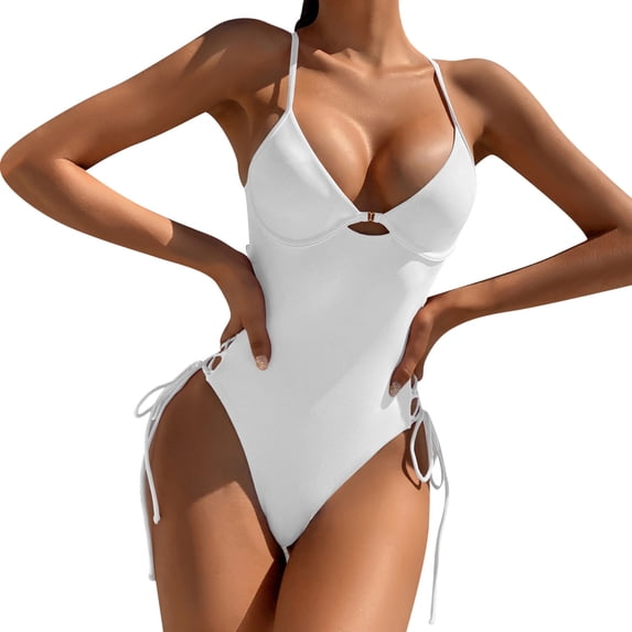 MSJUHEG Swimsuit One Piece Women's Swimsuit Swimsuits for Women Womens Swim One Piece Womens Swim Strapless Bathing Suits Bathing Suits One Piece Womens Swimsuits White M