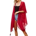 thumbnail image 1 of MSJUHEG Swimwear Crochet Cover Up,Kimonos for Women,Mesh Knit Beach Dress,Kimono Cover Up,Sheer Shirts for Women,Plus Size Cover Ups for Swimwear Women,Pool Cover Ups for Women Red One Size, 1 of 6