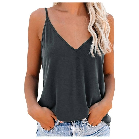 MSJUHEG Tank Top For Women Camisole For Women Women Casual Cotton Sleeveless Print Shirt Women'S Slim Jacket T-Shirt Top Womens Tops Gray S