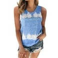 thumbnail image 1 of MSJUHEG Tank Top For Women Camisole For Women Womens Plus Size Daily Summer Spring Summer Casual Round Neck Sleeveless Tie Dye Print Patchwork Crew Neck Tanks Tops(S 5Xl) Womens Tops Blue Xxxxxl, 1 of 7