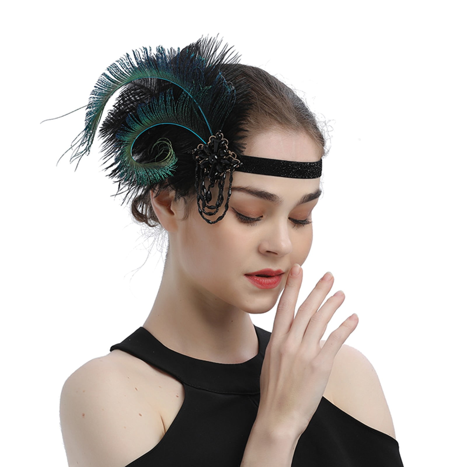 Fascinator Headband Flapper 1920s Costume Accessory Crochet Sheer Amazon.com: BABEYOND Art Deco 1920s Flapper Headpiece  main image 2