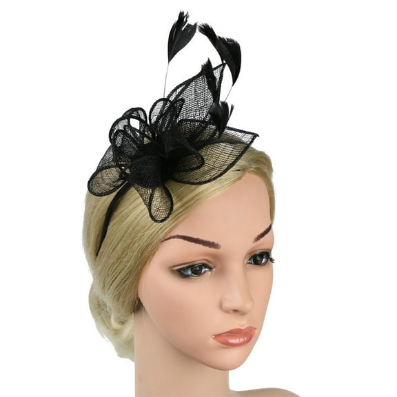 MSJUHEG Tea Party Hats,Feather Hair Clip,Feather Headpiece,Church Hats,Fascinators Hats,Elegant Hat Strap Flower Feather Hat Hair Clip Headband Black One Size