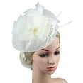 thumbnail image 1 of MSJUHEG Tea Party Hats,Feather Hair Clip,Feather Headpiece,Church Hats,Fascinators Hats,Fascinator Tea Bridal British Headband White One Size, 1 of 7