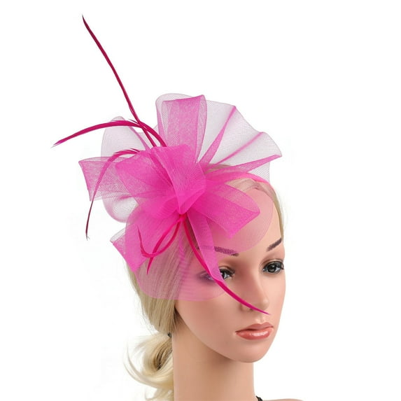 MSJUHEG Tea Party Hats,Feather Hair Clip,Feather Headpiece,Church Hats,Fascinators Hats,Girl Fascinators Hair Clip Hairpin Hat Feather Wedding Tea Hat C One Size