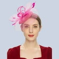 thumbnail image 1 of MSJUHEG Tea Party Hats,Feather Hair Clip,Feather Headpiece,Church Hats,Fascinators Hats,Hair Accessories Wedding Bow Top Hat Feather Headwear Accessories Hot Pink One Size, 1 of 3